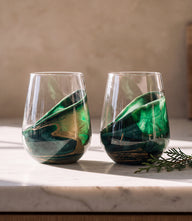 Ocean Waves Wine Glasses, Set Of 2