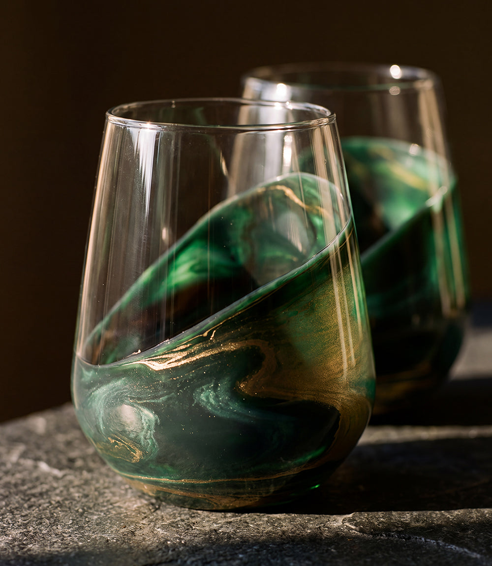 Ocean Waves Wine Glasses, Set Of 2
