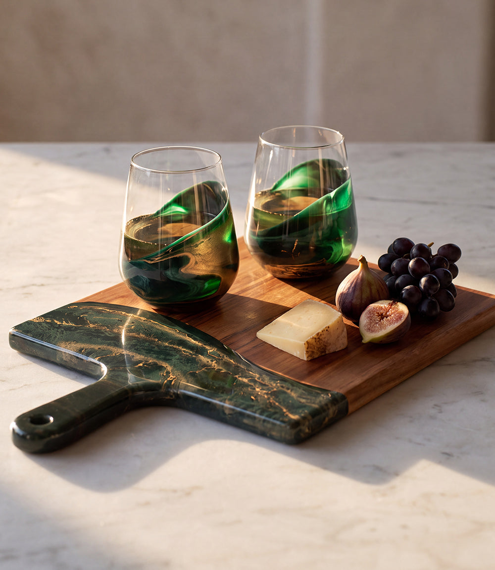 Ocean Waves Wine Glasses, Set Of 2