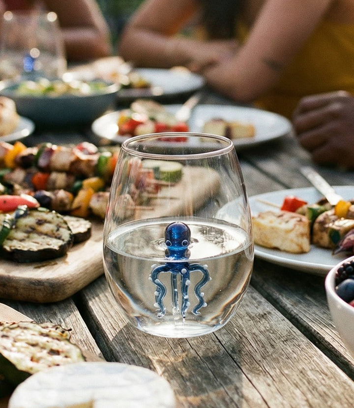 Octopus Stemless Wine Glass