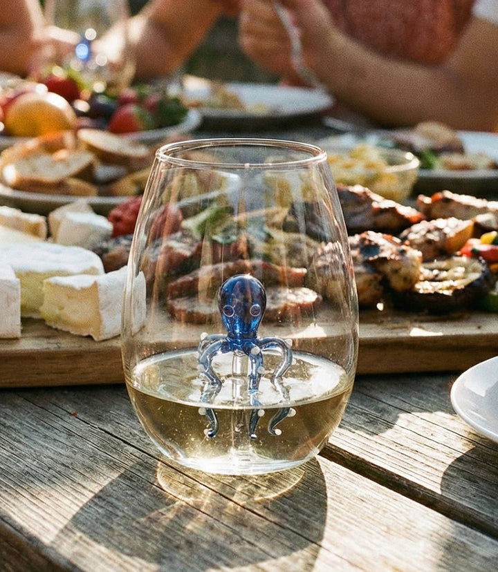 Octopus Stemless Wine Glass
