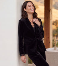 Lace Trim Velvet Blazer