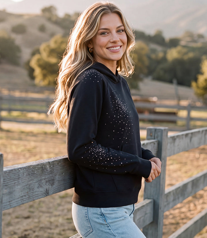 Petite Size Embellished Hoodie Pullover Sweatshirt
