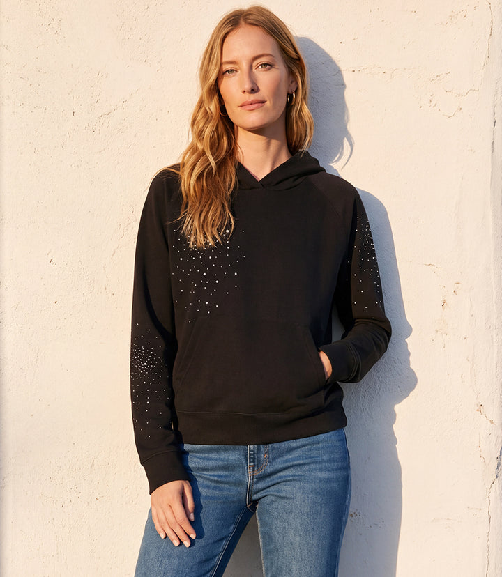 Petite Size Embellished Hoodie Pullover Sweatshirt