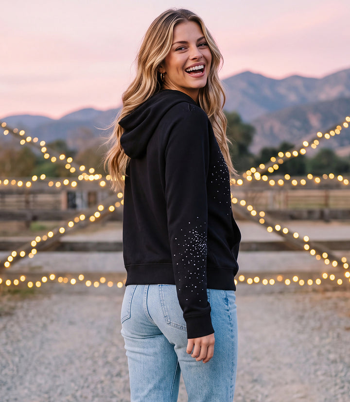 Petite Size Embellished Hoodie Pullover Sweatshirt