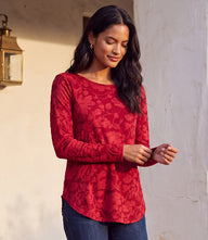 Long Sleeve Burnout Shirttail Top