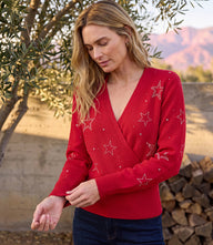 Embellished Star Wrap Sweater