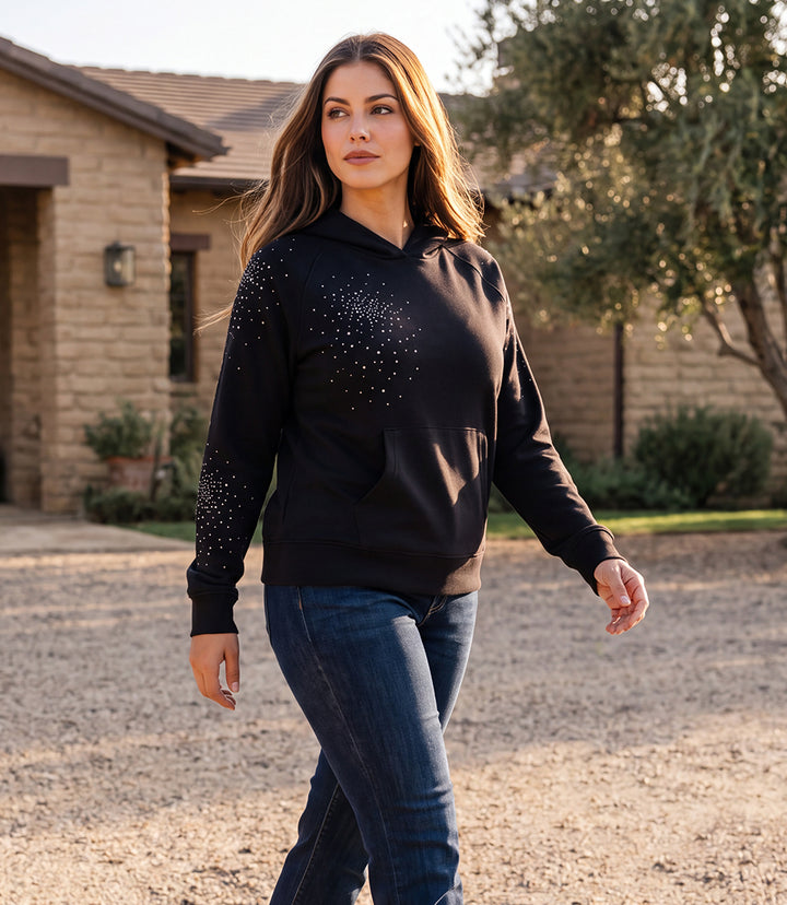 Petite Size Embellished Hoodie Pullover Sweatshirt