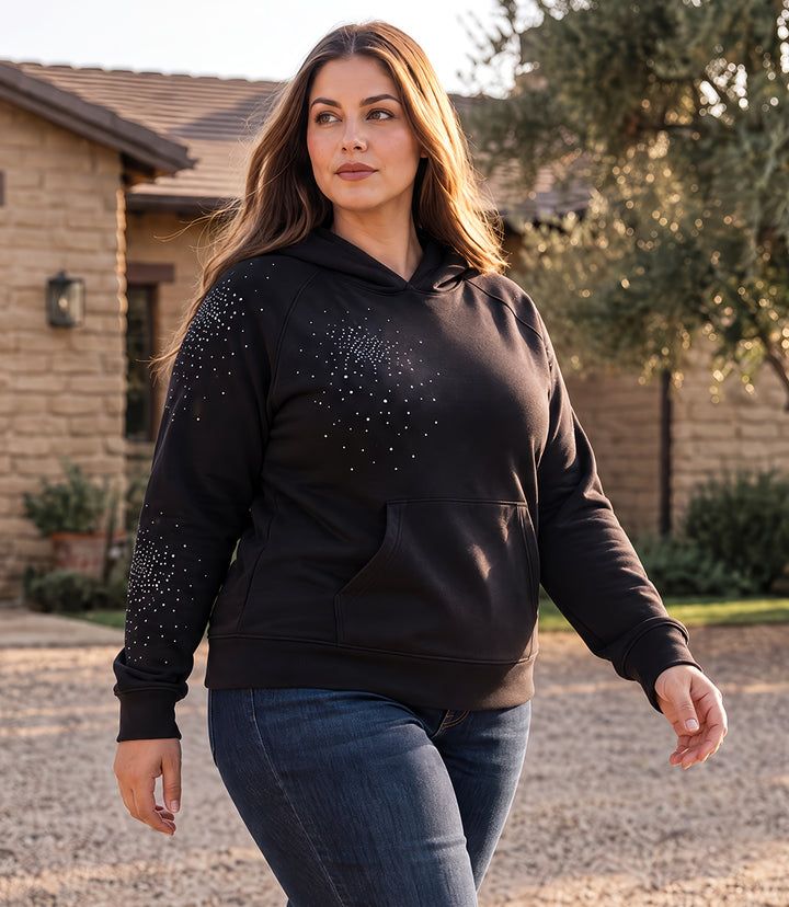 Plus Size Embellished Hoodie Pullover Sweatshirt