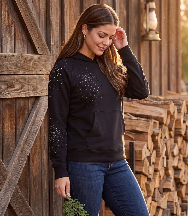Petite Size Embellished Hoodie Pullover Sweatshirt