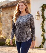 Plus Size Long Sleeve Velvet Shirttail Top