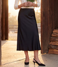 Satin Bias Cut Midi Skirt