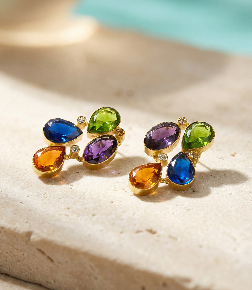 Organic Shape Gemstone Earrings