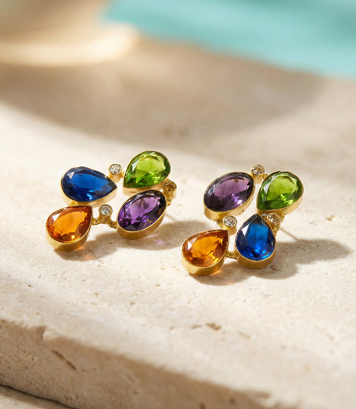 Organic Shape Gemstone Earrings