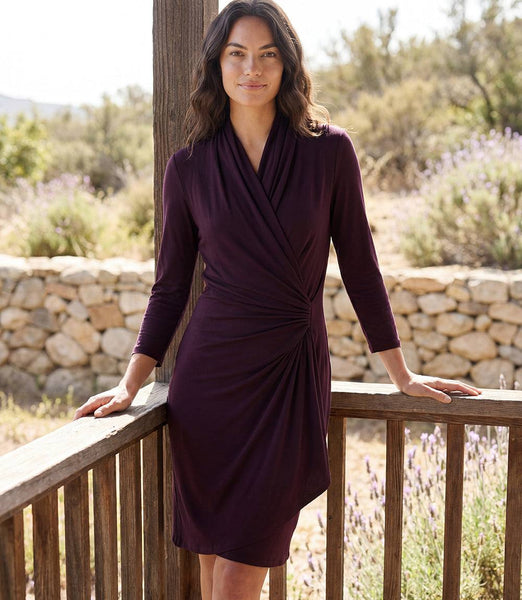 Karen Kane Women's 3/4 Sleeve Cascade Wrap Dress, XL