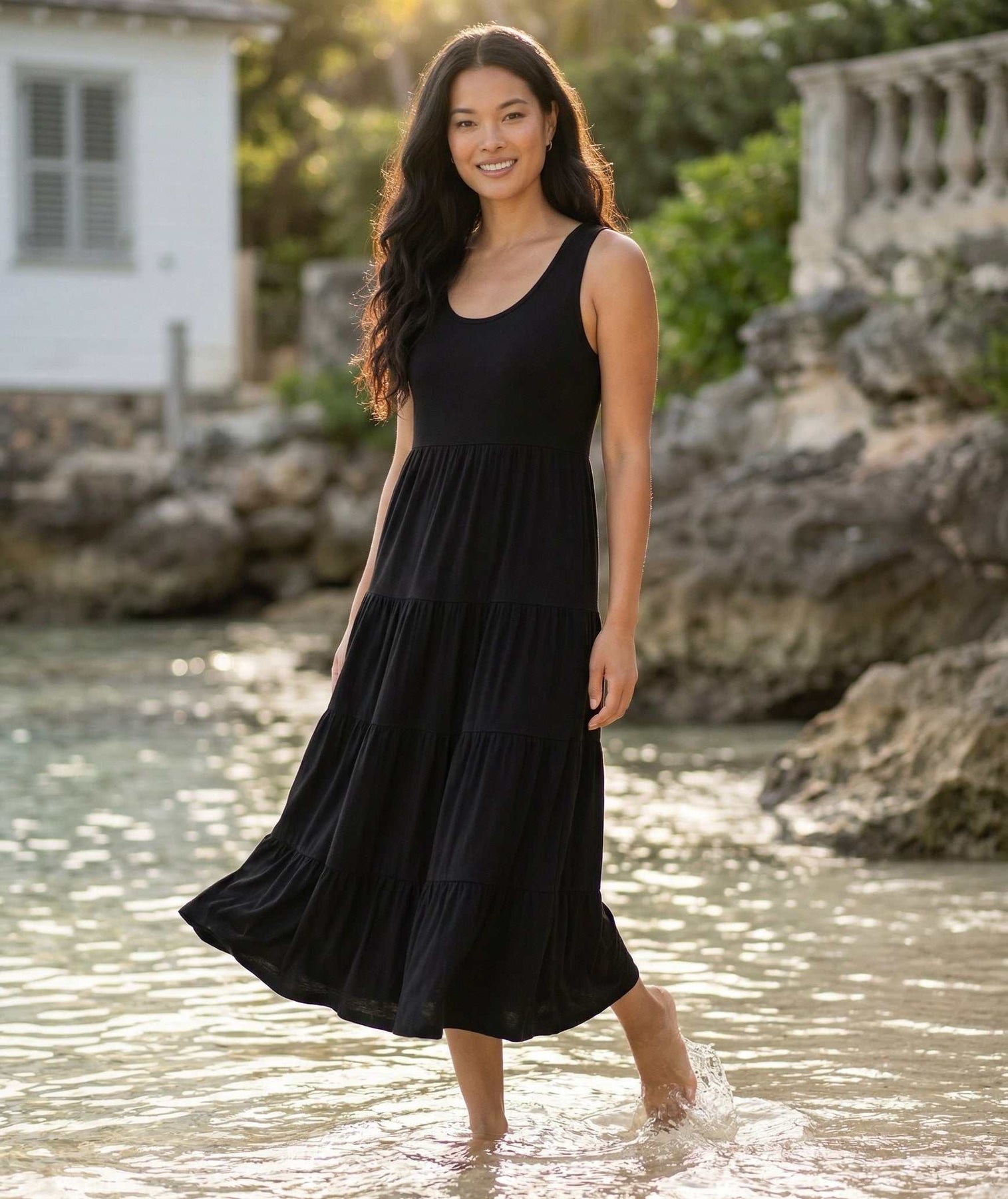 Karen Kane Tiered Midi Dress - Black Karen Kane Tiered Midi Dress - Black