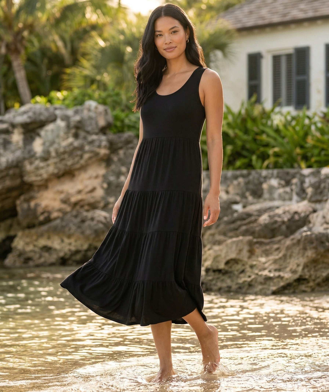 Karen Kane Tiered Midi Dress - Black Karen Kane Tiered Midi Dress - Black