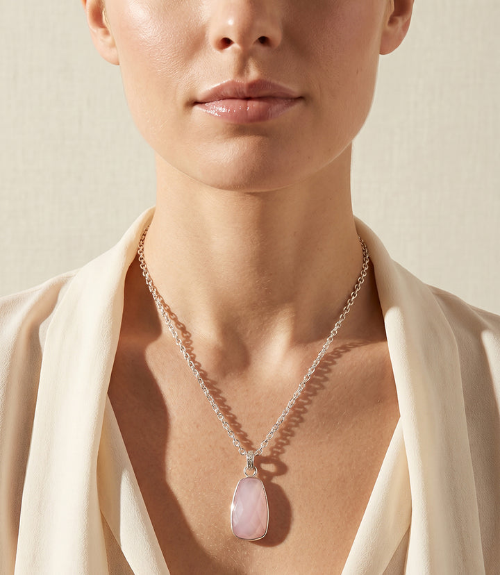 Pink Opal Pendant Necklace
