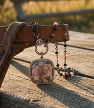 Pink Turquoise Crystal Pendant Necklace