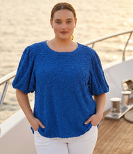 Plus Size Puff Sleeve Textured Top
