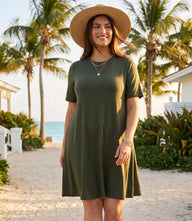 Plus Size Short Sleeve A-Line Dress