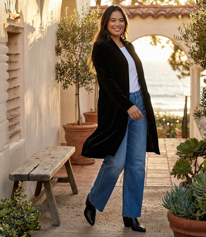 Plus Size Velvet Duster