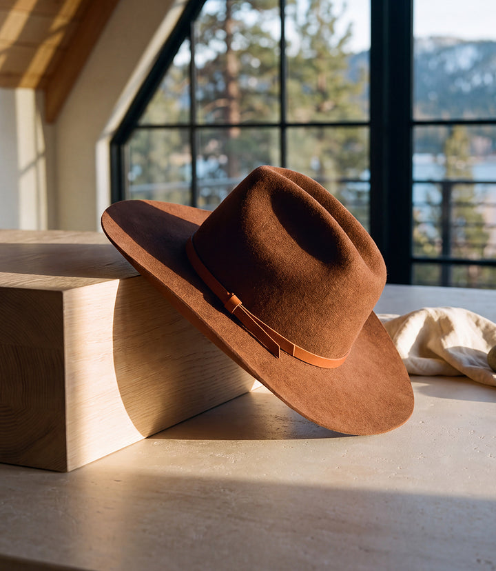 Wool Rancher Hat With Leather Belt