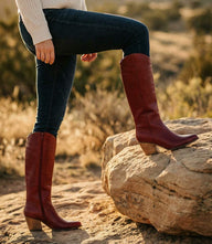 Seychelles Begging You cranberry pointed toe western high boots with block heel and side zipper