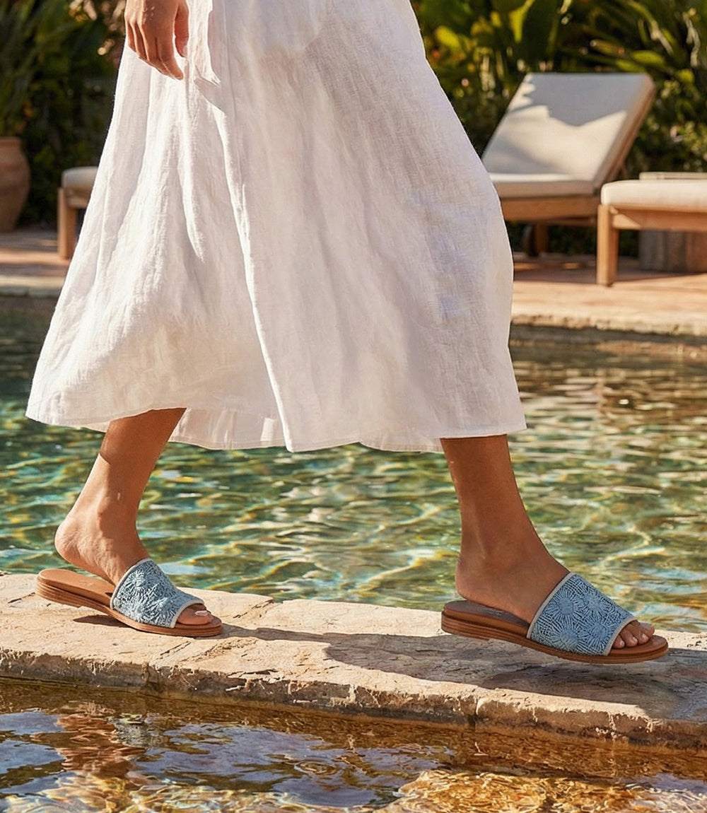 Seychelles Rafia Slides Seychelles Dakota Flower Raffia Slides – Karen Kane