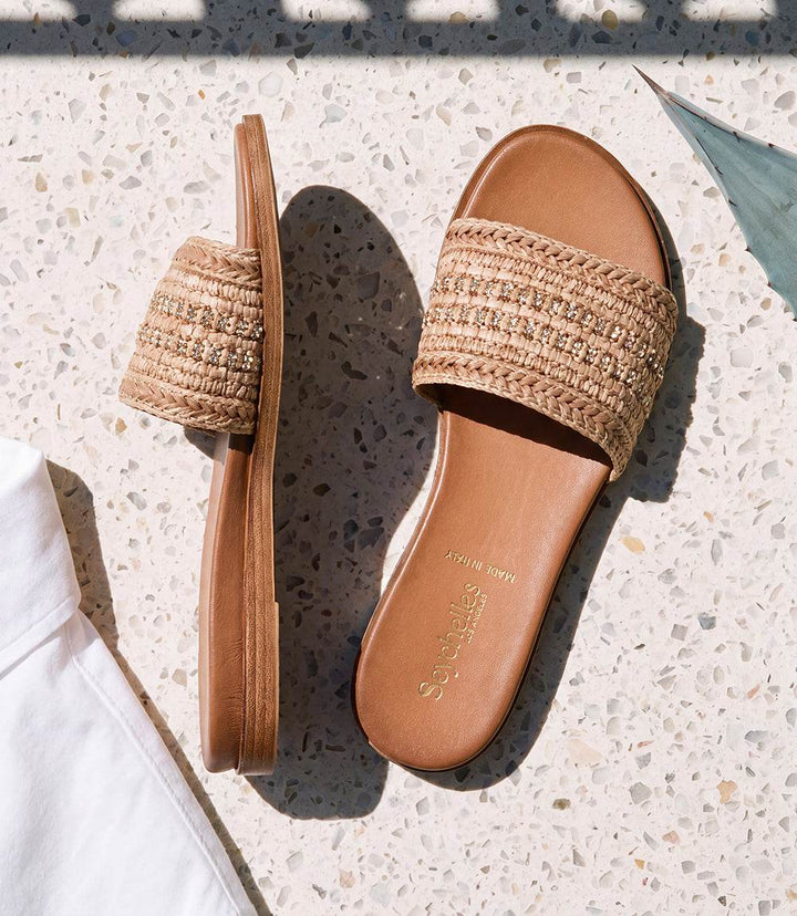 Seychelles Destination Boho Embellished Slides