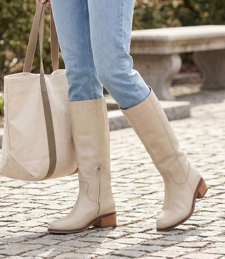 Seychelles Sand In My Boots Round Toe Knee High Leather Boots with 2-inch Heel and Half Zipper Closure