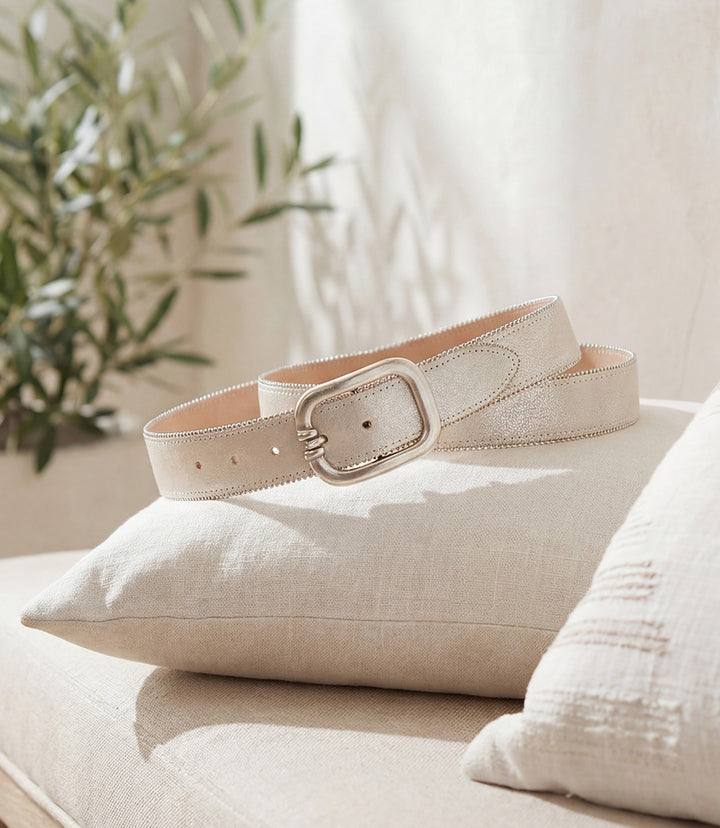 Streets Ahead Metallic Leather Rivet Trim Belt