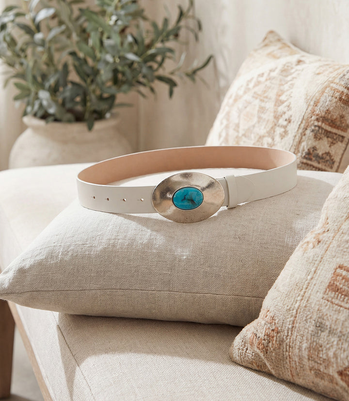 Streets Ahead Turquoise Buckle Leather Belt