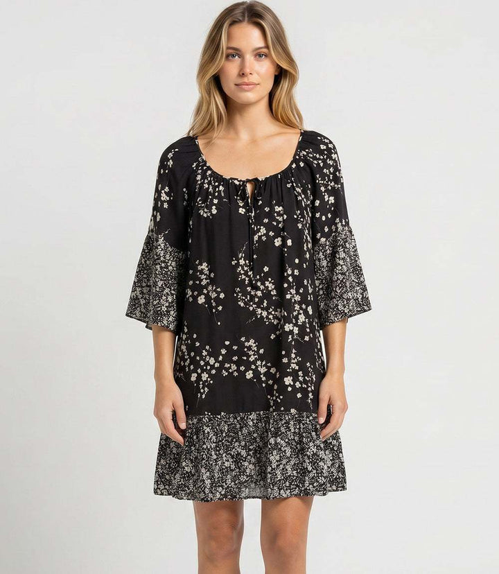 Contrast Ruffle Hem Dress
