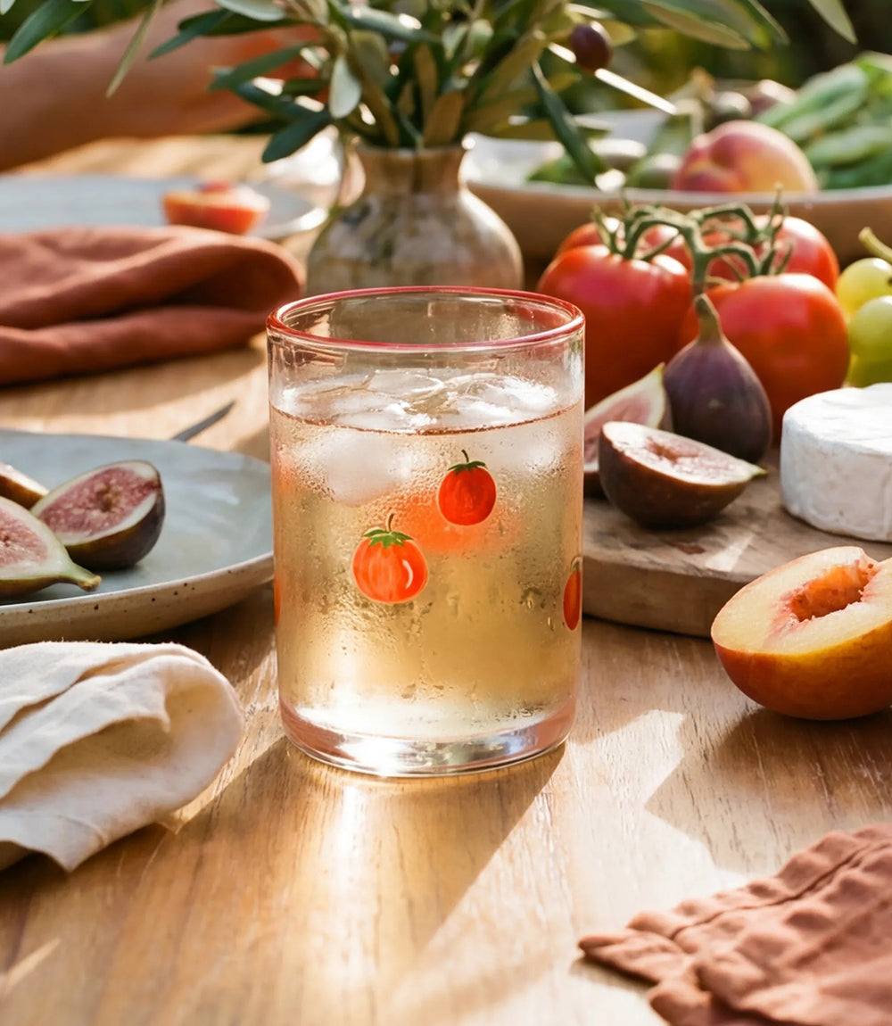 Tomato Hand-Painted Drinking Glass
