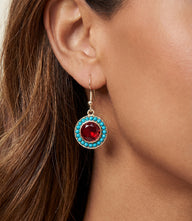 Turquoise And Red Coral Drop Earrings