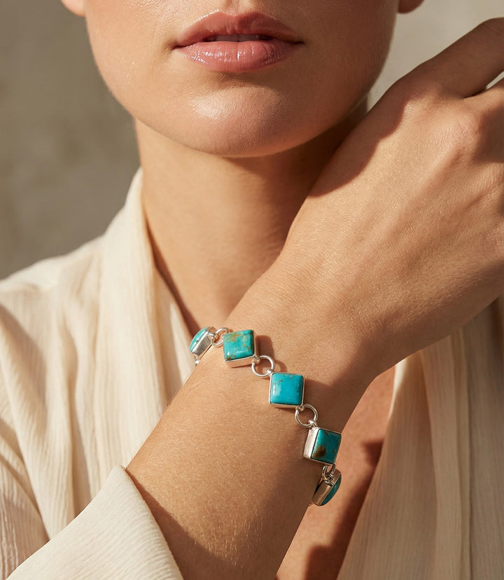 Turquoise Sterling Silver Link Bracelet