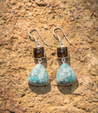 Turquoise Triangle Pendant Earrings