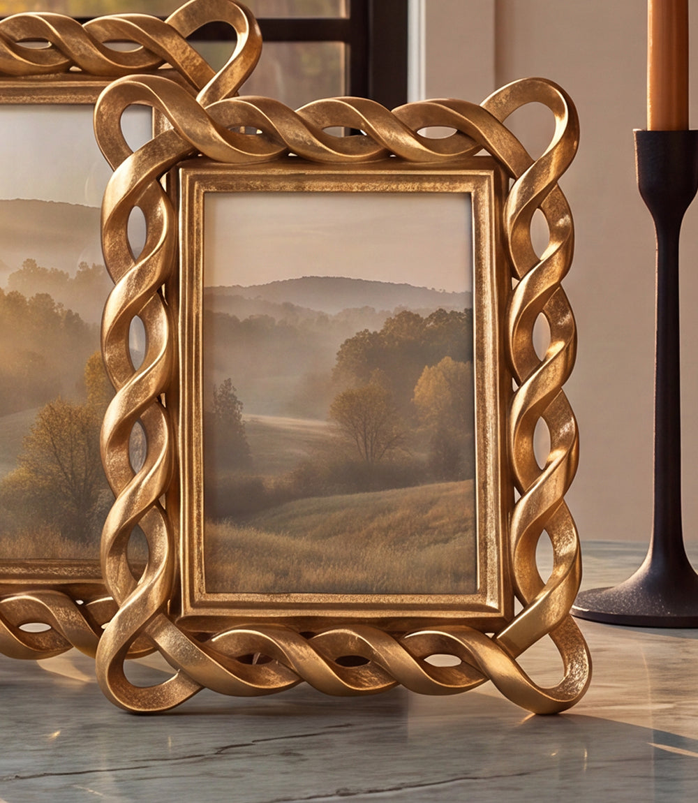 Gold Ribbon Picture Frame