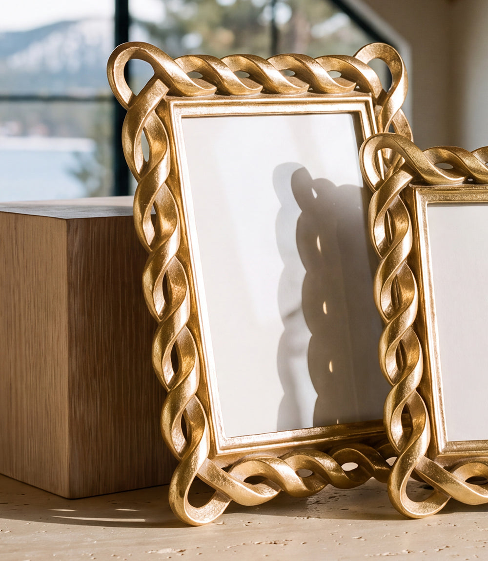 Gold Ribbon Picture Frame