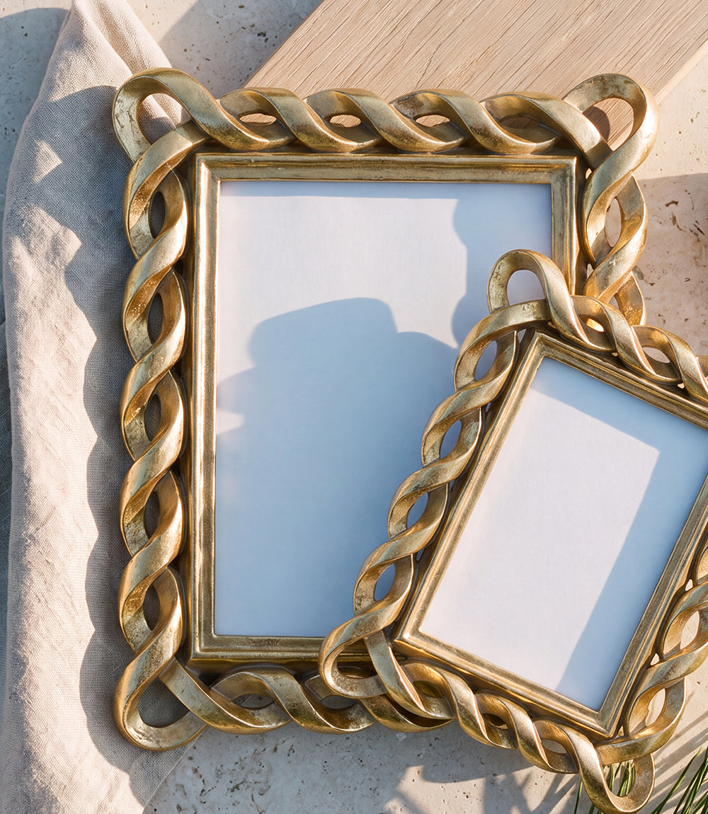 Gold Ribbon Picture Frame