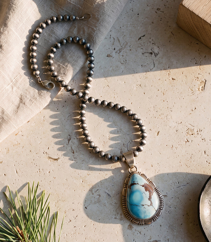 Vintage Golden Hill Turquoise Pendant Necklace