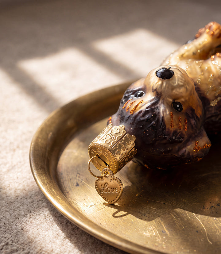 Yorkie Puppy Glass Ornament
