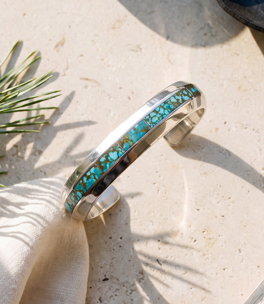 Zuni Inlay Kingman Turquoise Cuff Bracelet