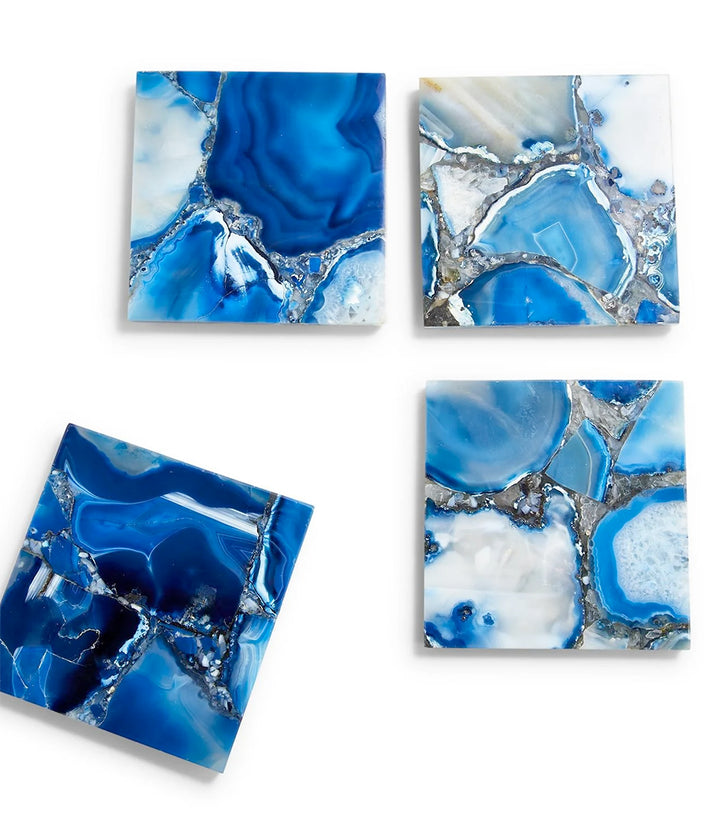 Blue Agate Coasters, Set Of 4