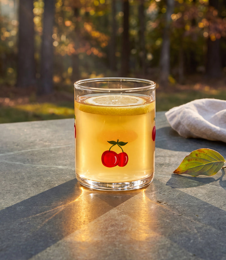 Cherry Hand-Painted Drinking Glass