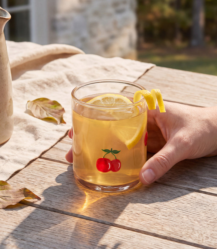 Cherry Hand-Painted Drinking Glass