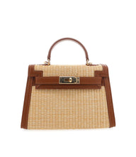 Billini Hariette Handle Bag in natural brown synthetic leather with gold hardware and adjustable crossbody strap