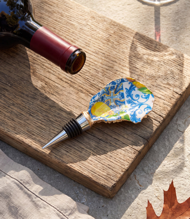 Lemon Tile Oyster Shell Wine Stopper