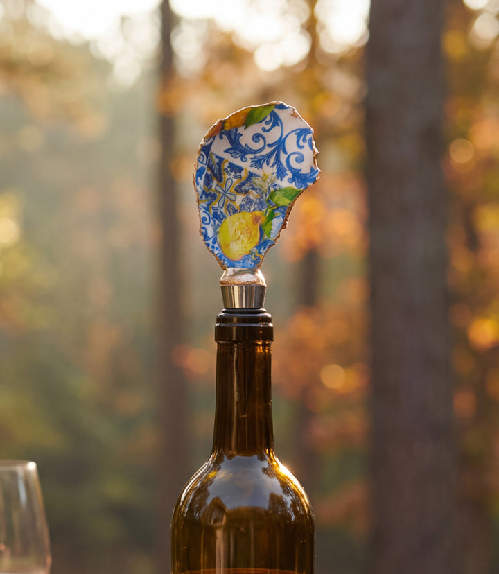Lemon Tile Oyster Shell Wine Stopper